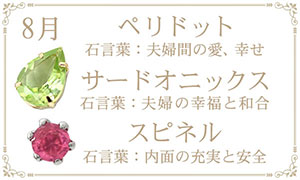 8月の誕生石 ペリドット サードオニックス スピネル