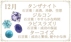 12月の誕生石 タンザナイト ジルコン ラピスラズリ ターコイズ（トルコ石）