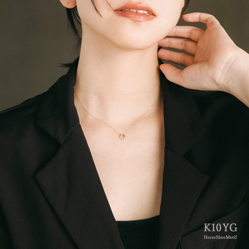 K10YG ダイヤモンド 馬蹄（ホースシュー）ネックレス_09
