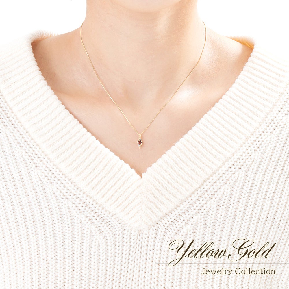 K10YG ガーネット＆ダイヤモンド ネックレス_05