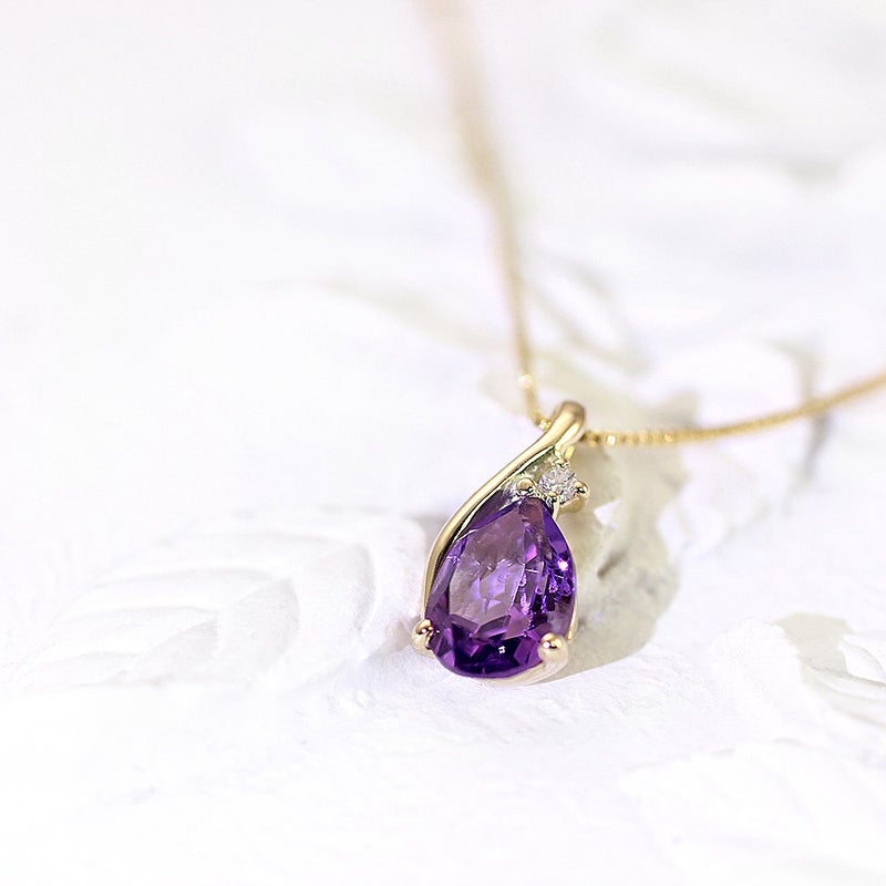 K10YG アメジスト＆ダイヤモンド ネックレス_02
