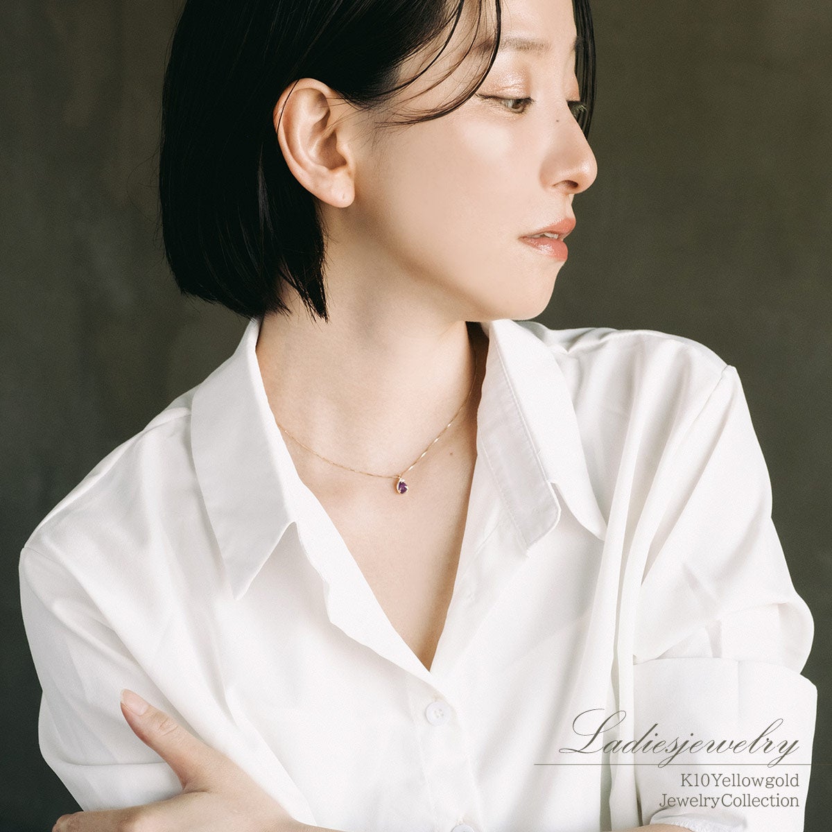 K10YG アメジスト＆ダイヤモンド ネックレス_14