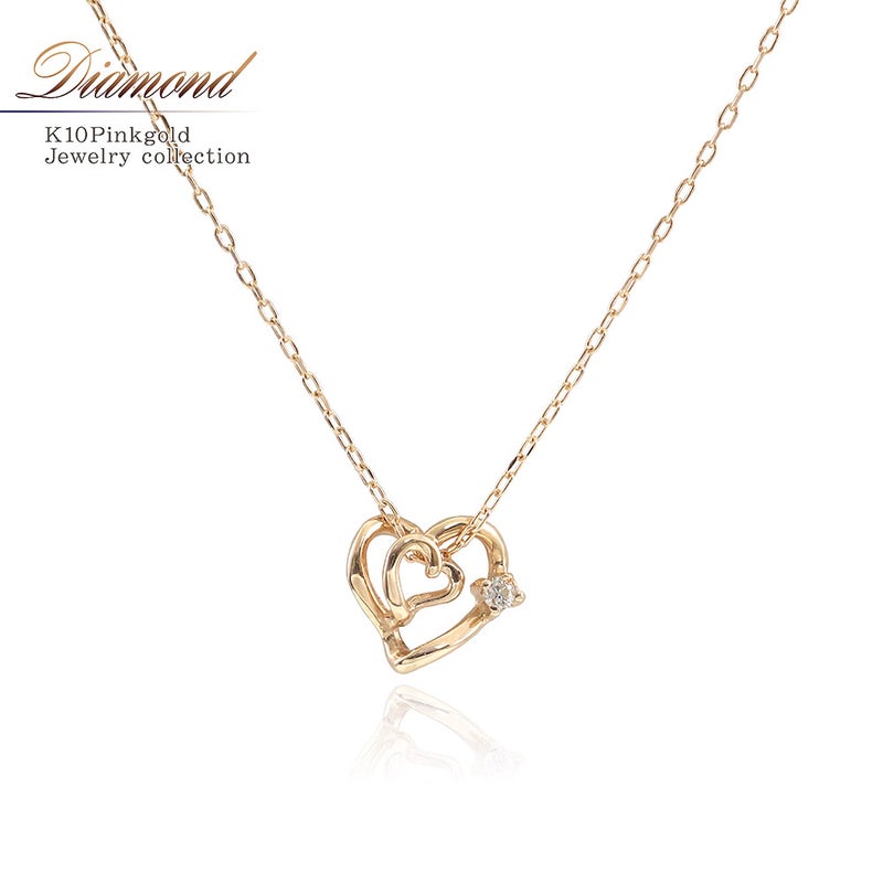 K10PG ダイヤモンド ハート ネックレス_01