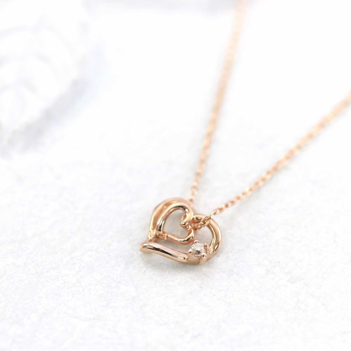 K10PG ダイヤモンド ハート ネックレス_02