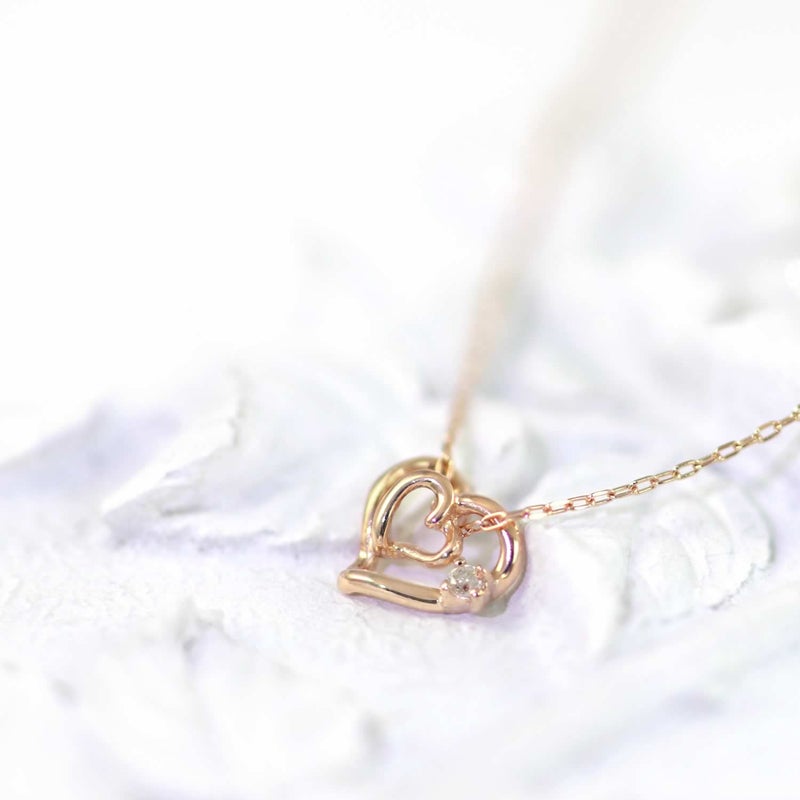 K10PG ダイヤモンド ハート ネックレス_04