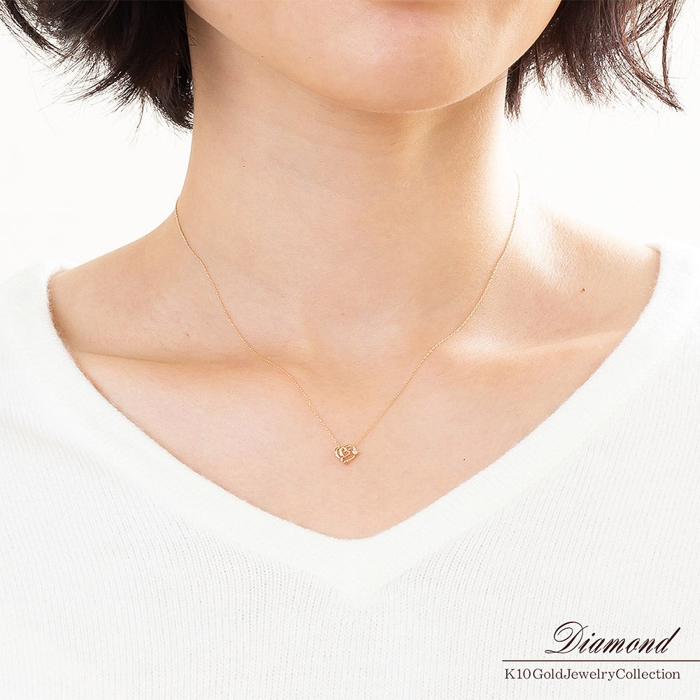 K10PG ダイヤモンド ハート ネックレス_05