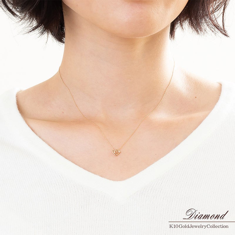 K10PG ダイヤモンド ハート ネックレス_05