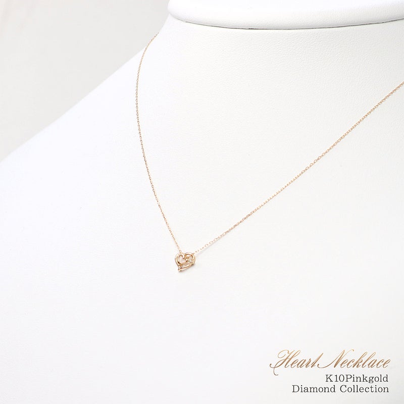 K10PG ダイヤモンド ハート ネックレス_09
