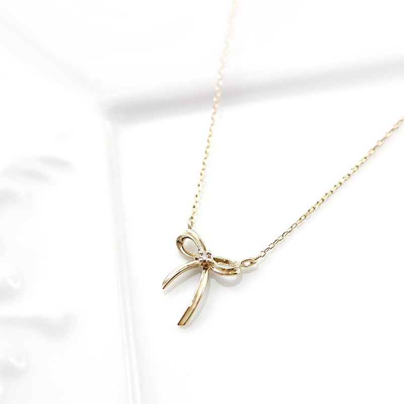 心葉 ダイヤモンド リボンネックレス K10_02