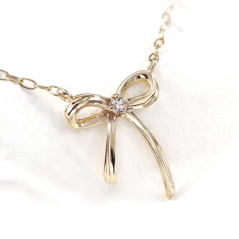 心葉 ダイヤモンド リボンネックレス K10_10
