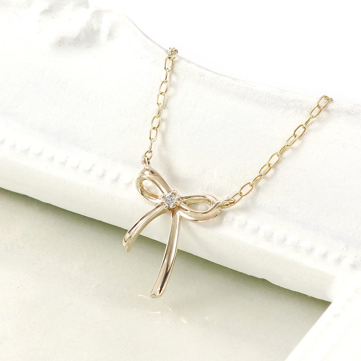 心葉 ダイヤモンド リボンネックレス K10 | Jewelry ROLA（ジュエリー