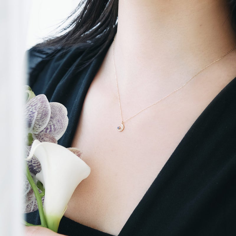 K10YG タンザナイト 三日月ネックレス_09