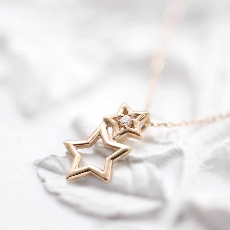 K10 ダイヤモンド スター ネックレス_04