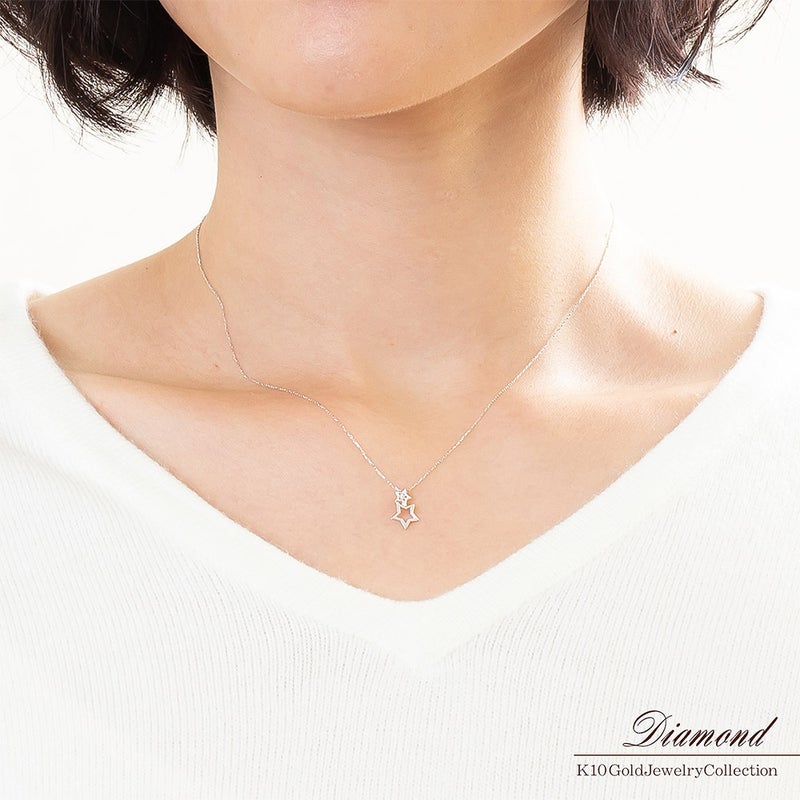 K10 ダイヤモンド スター ネックレス_05