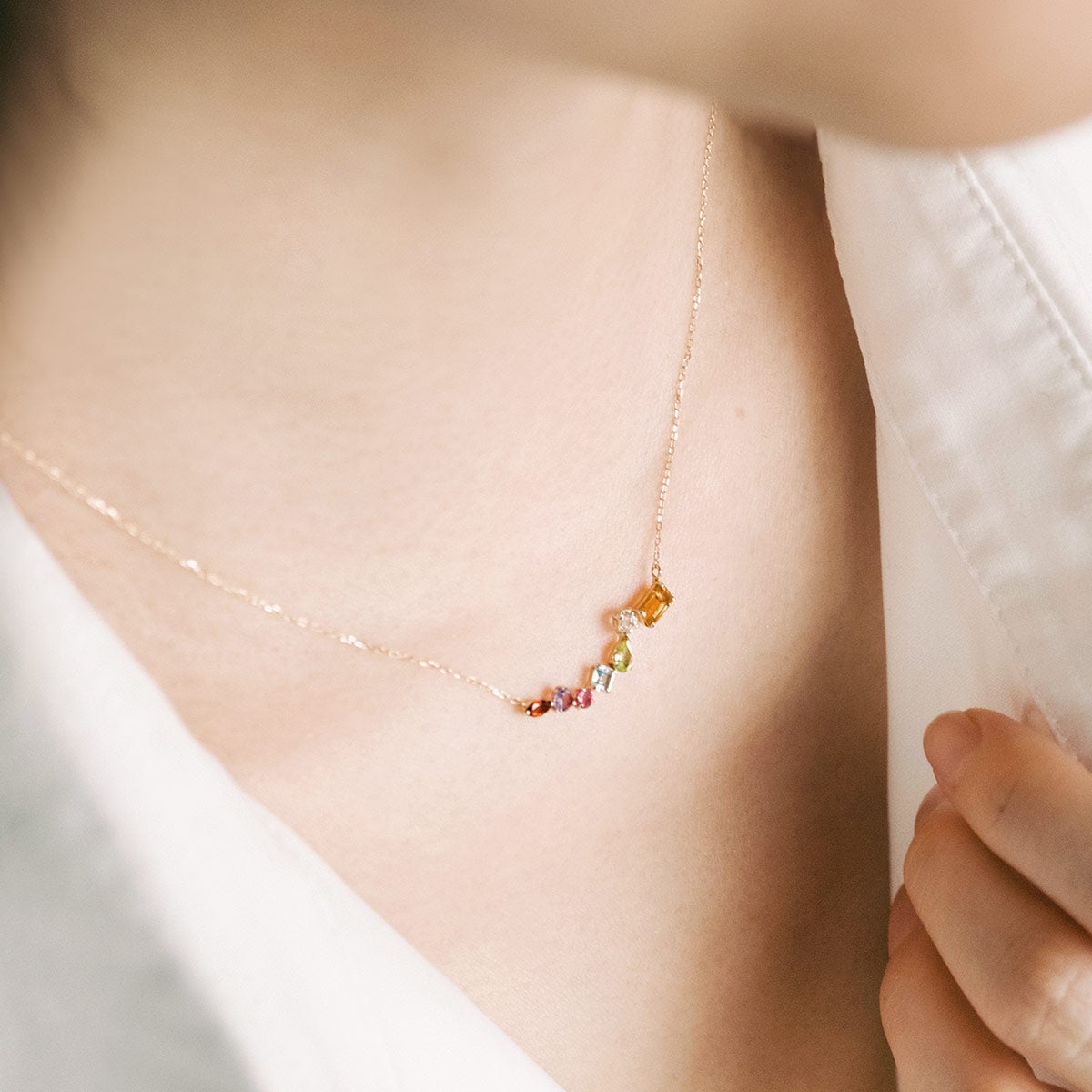 K10YG マルチストーン ラインネックレス_04