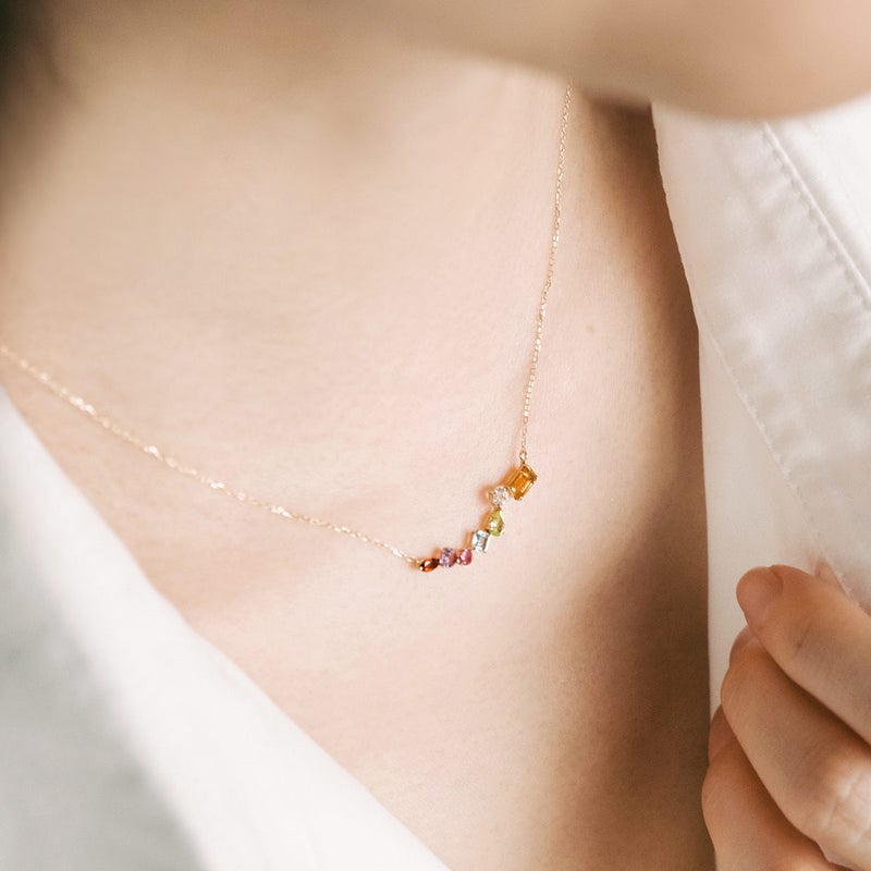 K10YG マルチストーン ラインネックレス_04