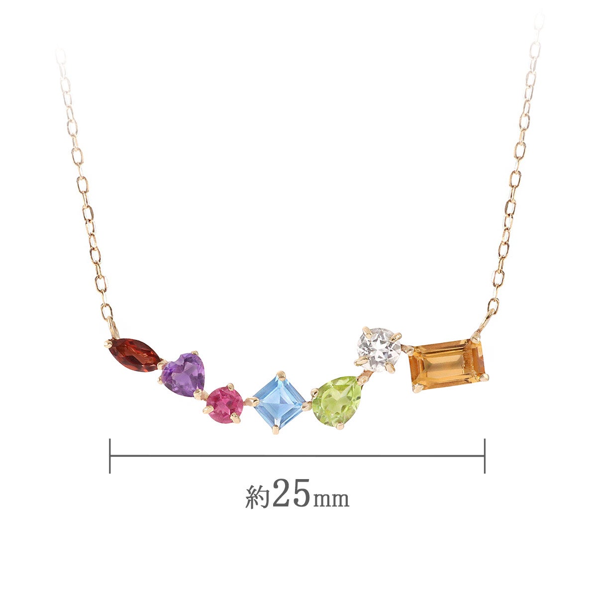 ジュエリーボックス♡マルチストーン14kgf ネックレス K10YG マルチストーン ラインネックレス | Jewelry ROLA（ジュエリー
