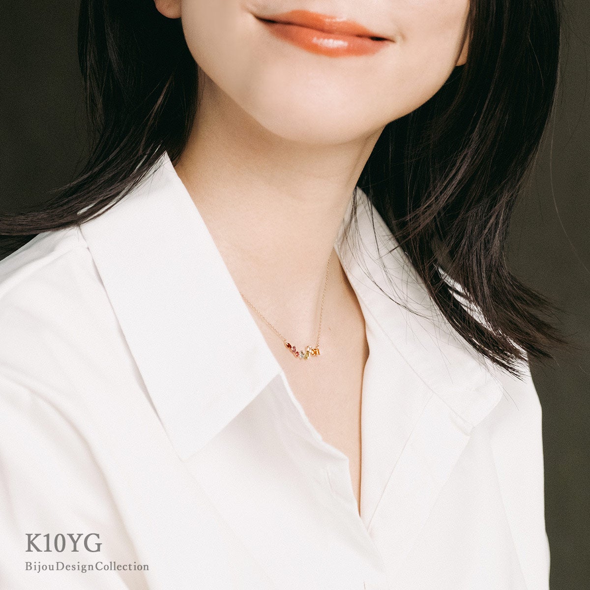 K10YG マルチストーン ラインネックレス | Jewelry ROLA（ジュエリー