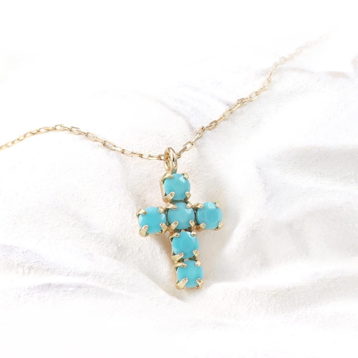 K10YG クロスモチーフ ターコイズネックレス_02