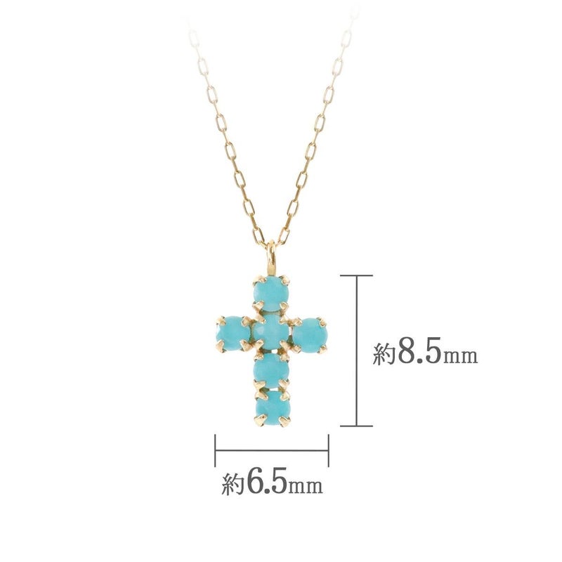 K10YG クロスモチーフ ターコイズネックレス_05