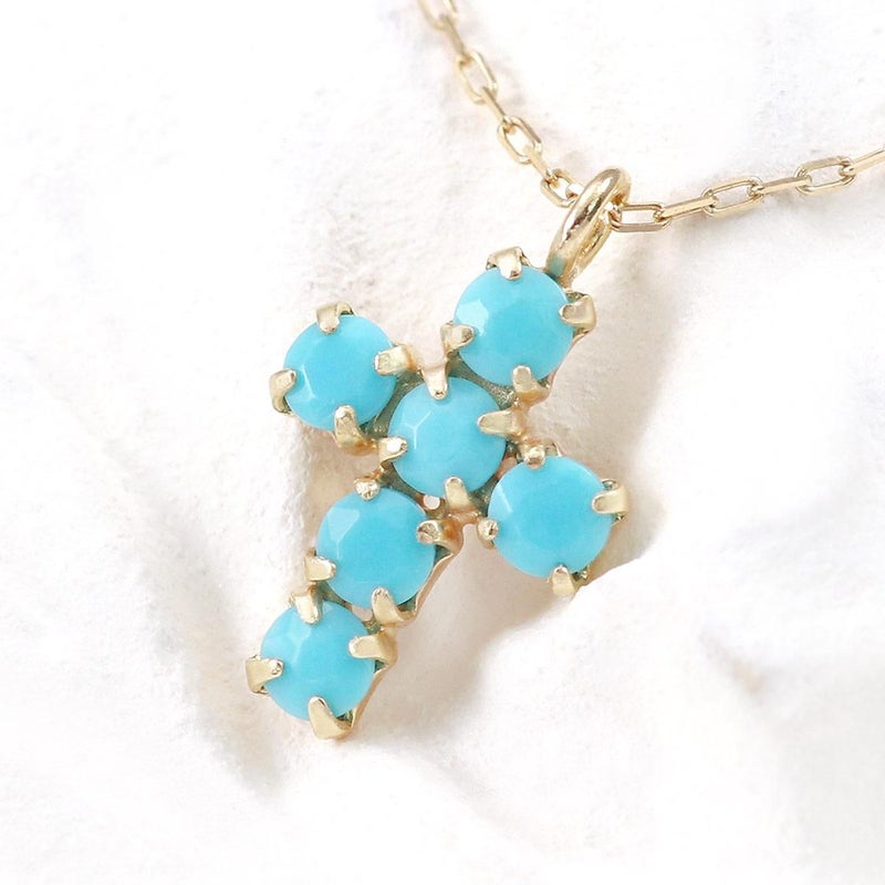 K10YG クロスモチーフ ターコイズネックレス_10