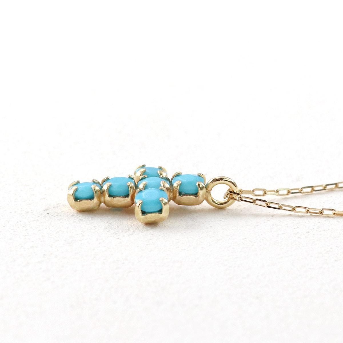 K10YG クロスモチーフ ターコイズネックレス_11