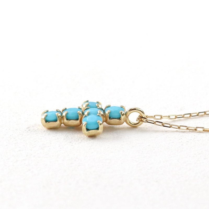 K10YG クロスモチーフ ターコイズネックレス_11