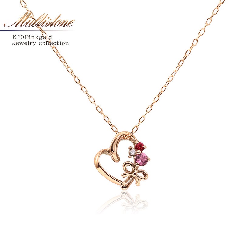 K10PG マルチストーン ハートネックレス_01