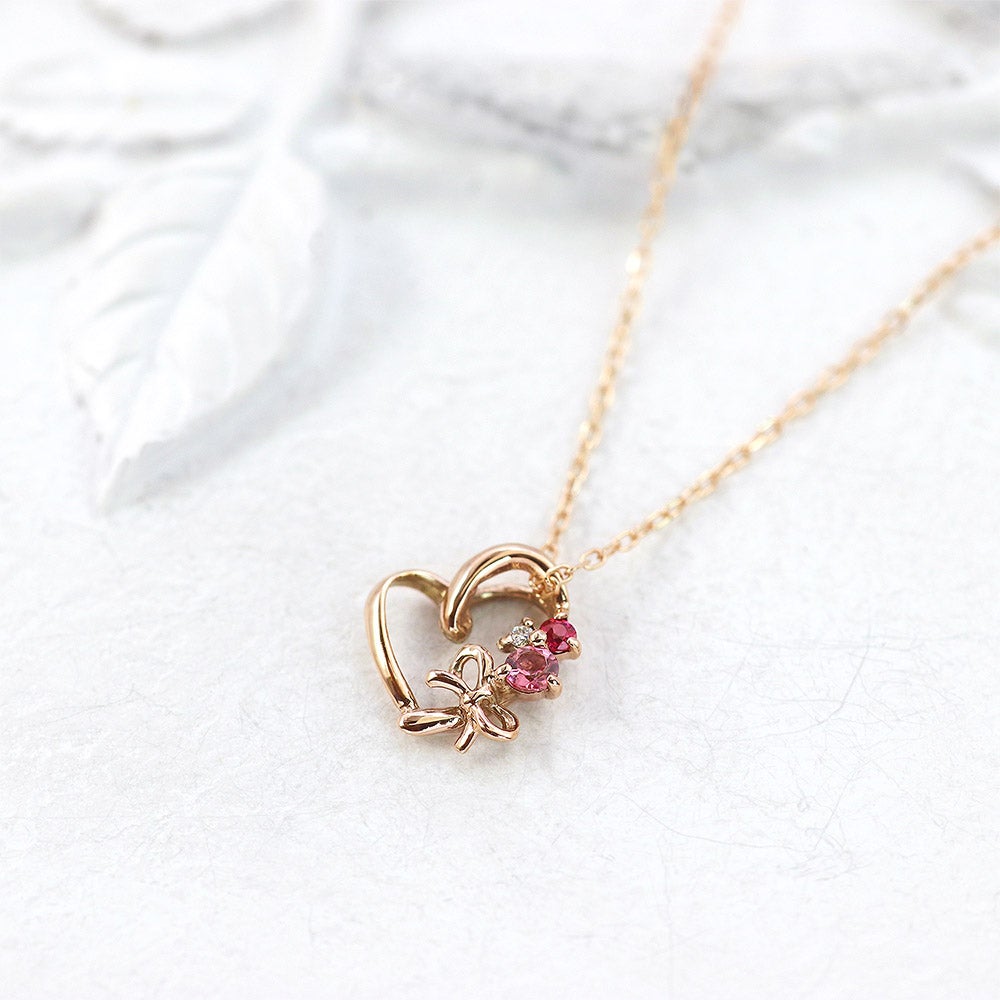 K10PG マルチストーン ハートネックレス_02