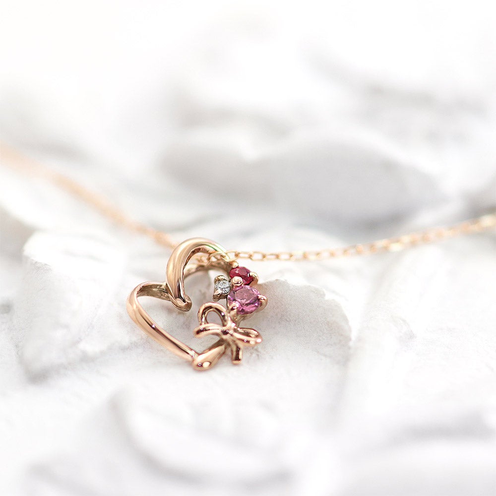 K10PG マルチストーン ハートネックレス_04