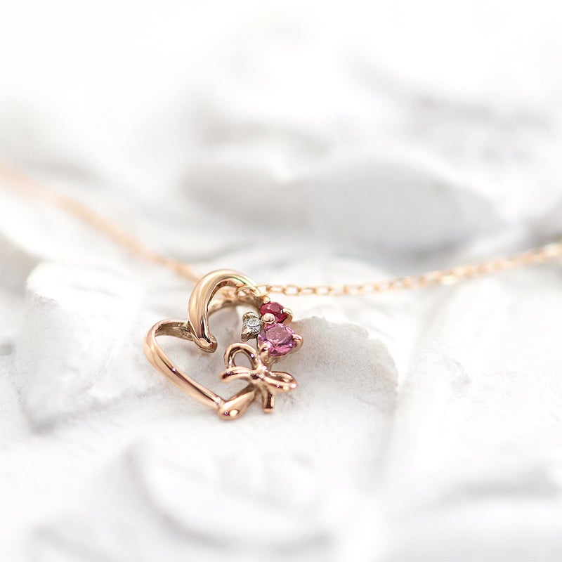 K10PG マルチストーン ハートネックレス_04