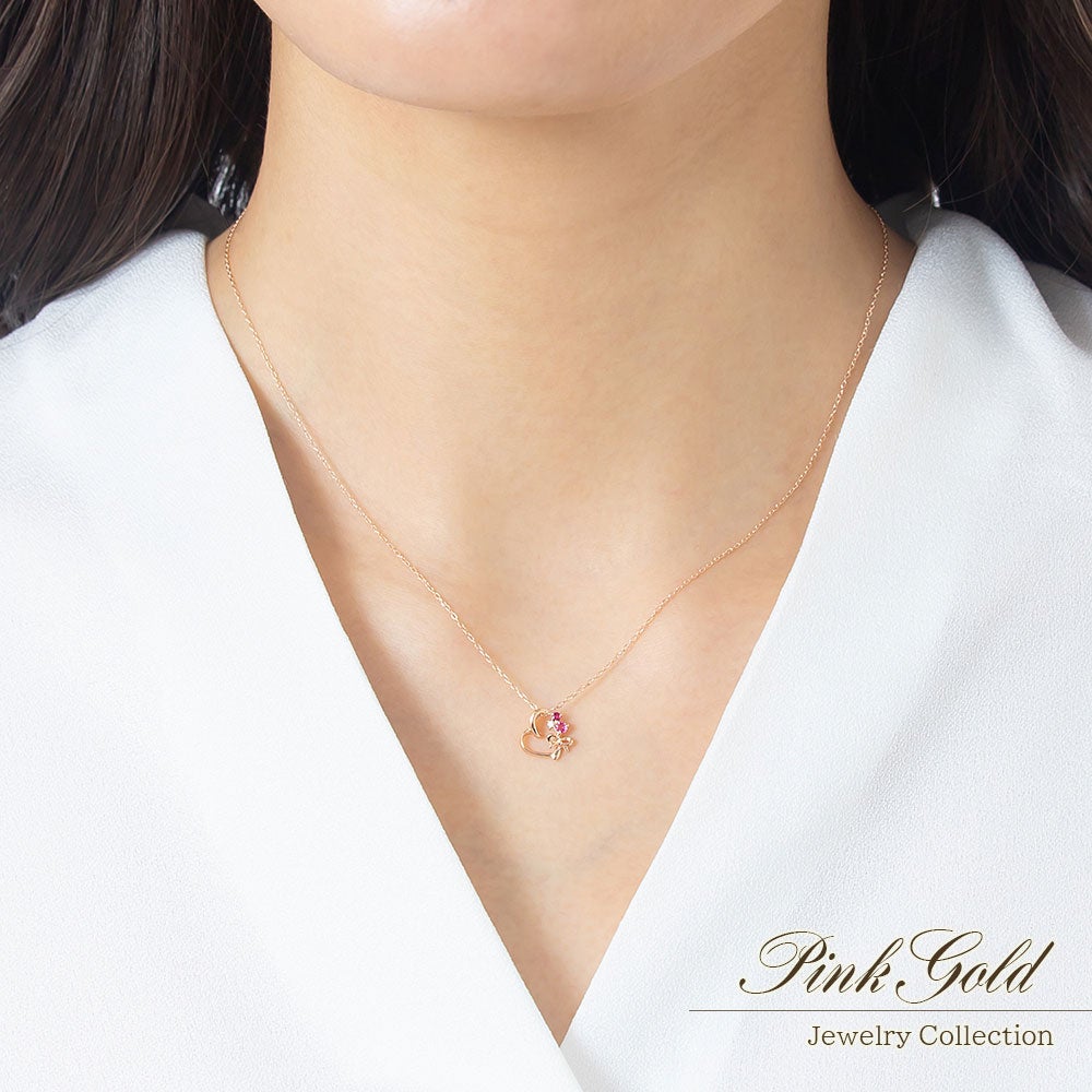 K10PG マルチストーン ハートネックレス_05