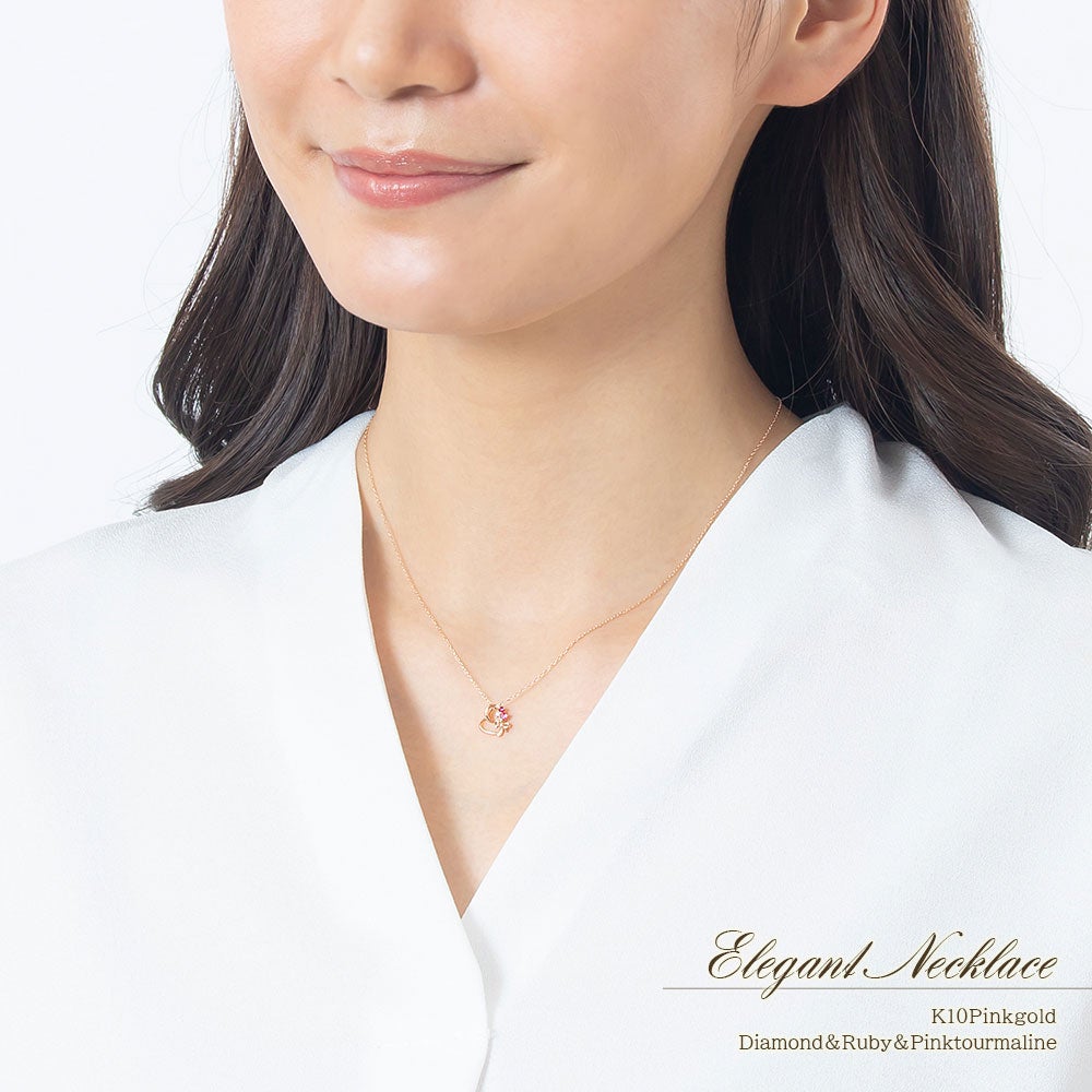 K10PG マルチストーン ハートネックレス_10
