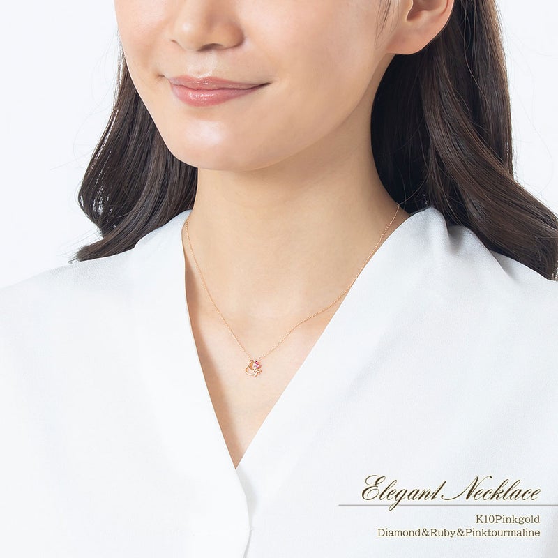 K10PG マルチストーン ハートネックレス_10
