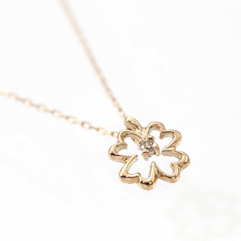 K10PG ダイヤモンド クローバー ネックレス_03