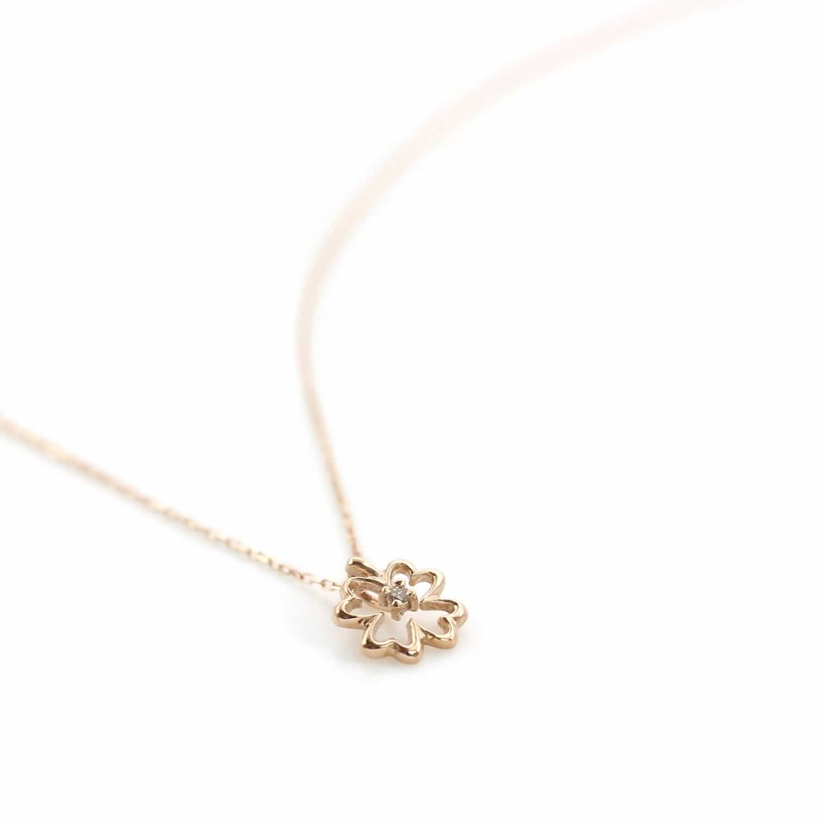 K10PG ダイヤモンド クローバー ネックレス_04
