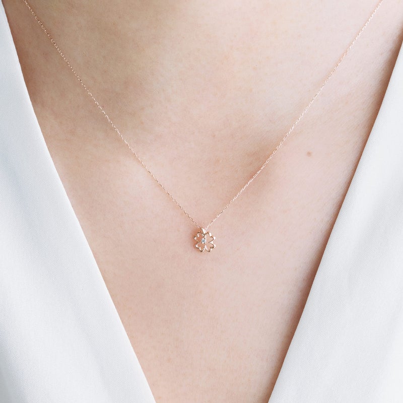 K10PG ダイヤモンド クローバー ネックレス_05