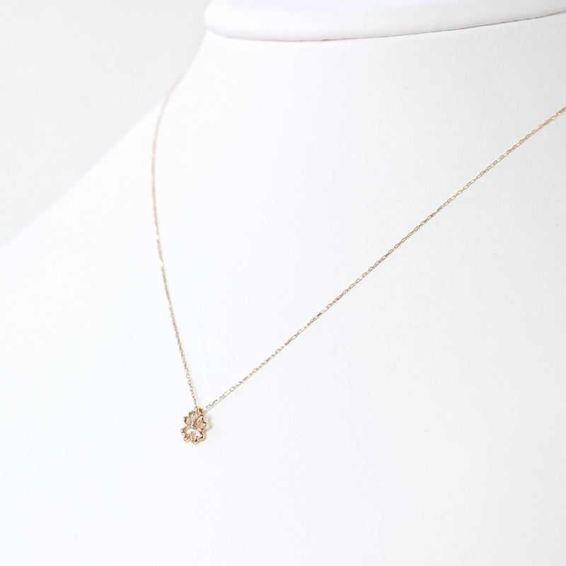 K10PG ダイヤモンド クローバー ネックレス_12