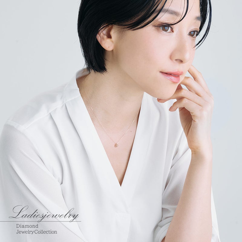 K10PG ダイヤモンド クローバー ネックレス_13