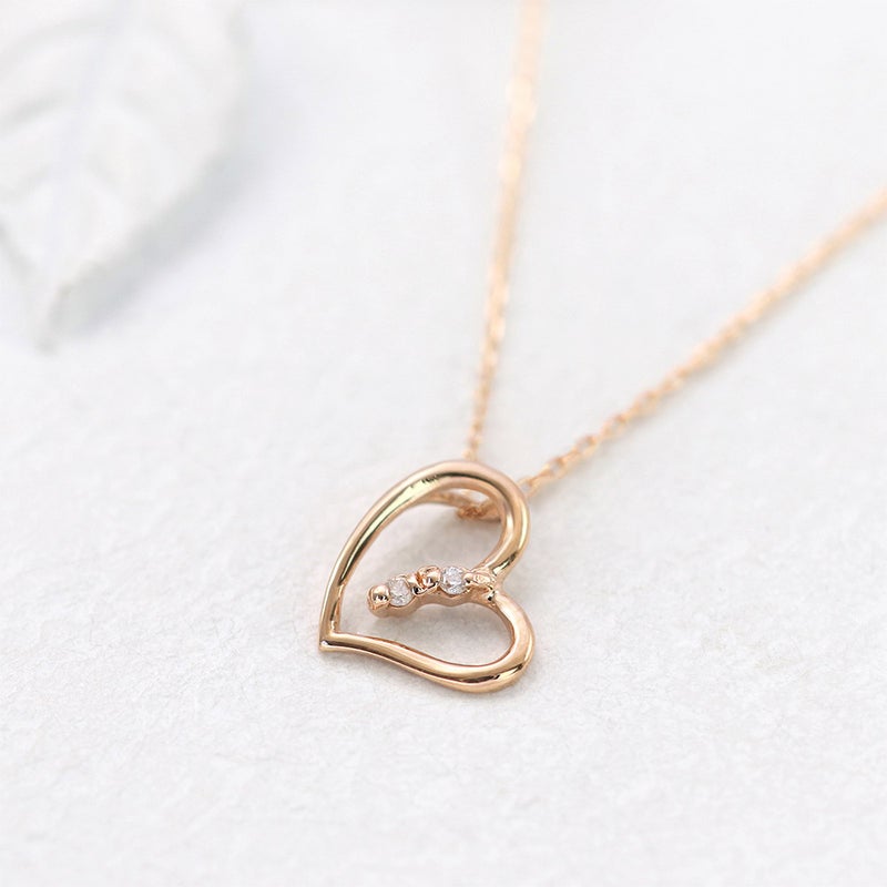 K10PG ダイヤモンド ハート ネックレス_02