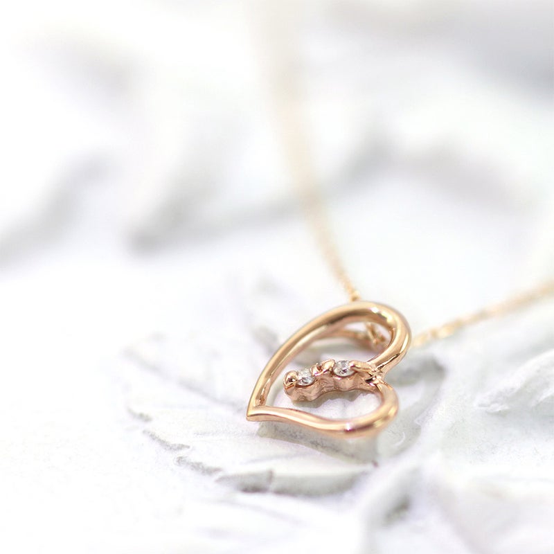 K10PG ダイヤモンド ハート ネックレス_04