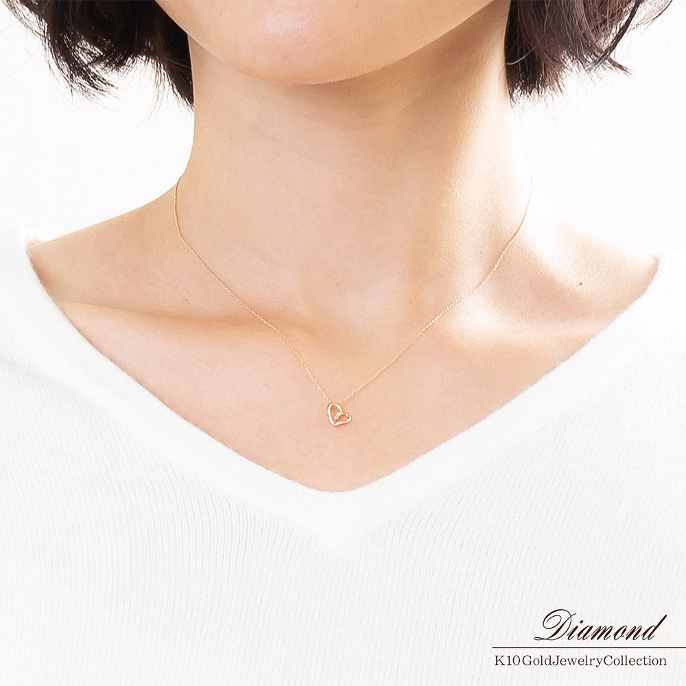 K10PG ダイヤモンド ハート ネックレス_05