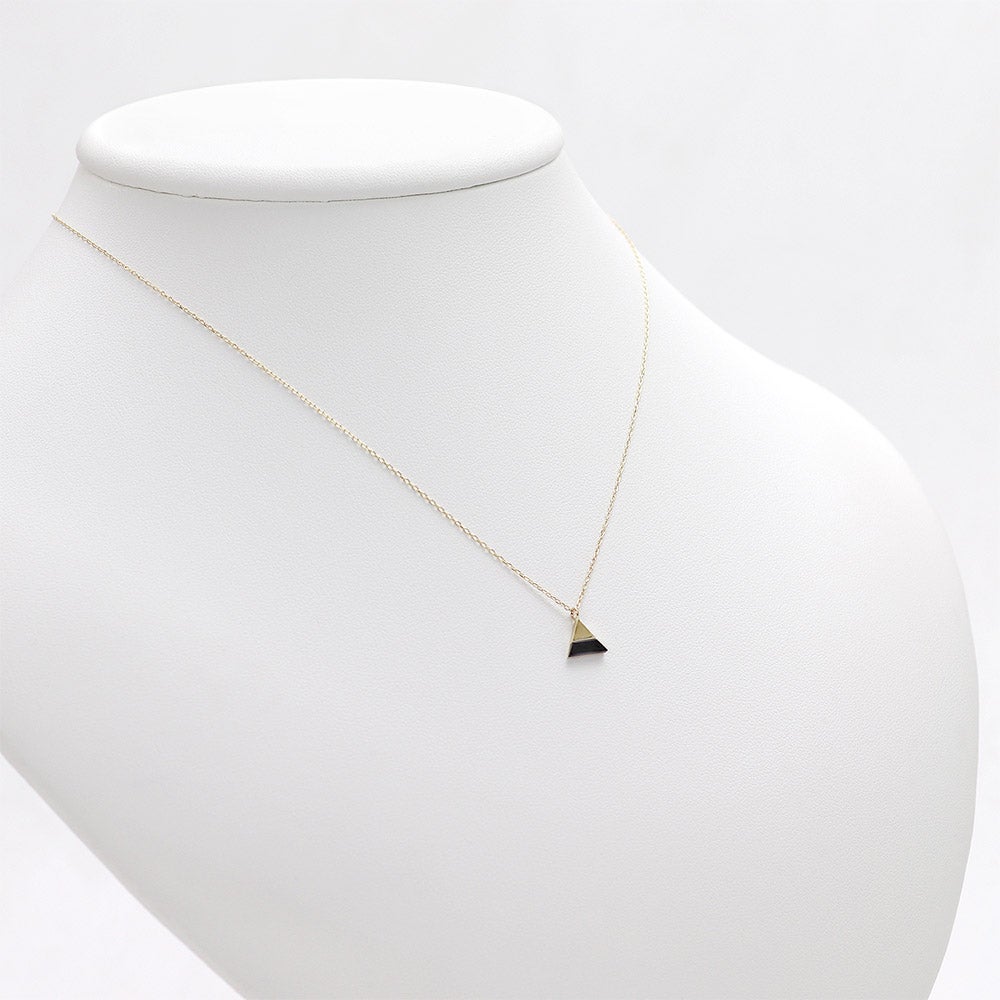 K10YG トライアングル オニキスネックレス_15