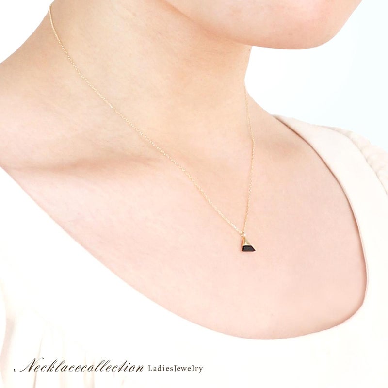 K10YG トライアングル オニキスネックレス_16