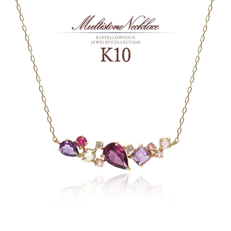K10YG マルチストーン ネックレス_01