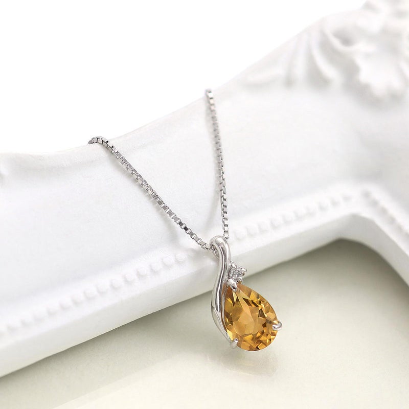 K10WG ダイヤモンド＆シトリンネックレス 11月の誕生石_02