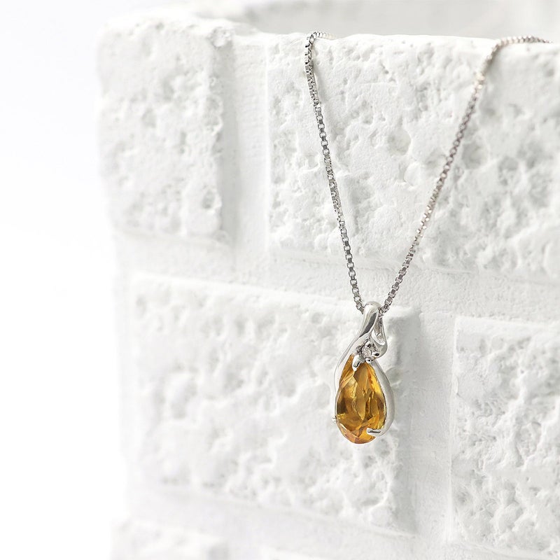 K10WG ダイヤモンド＆シトリンネックレス 11月の誕生石_10
