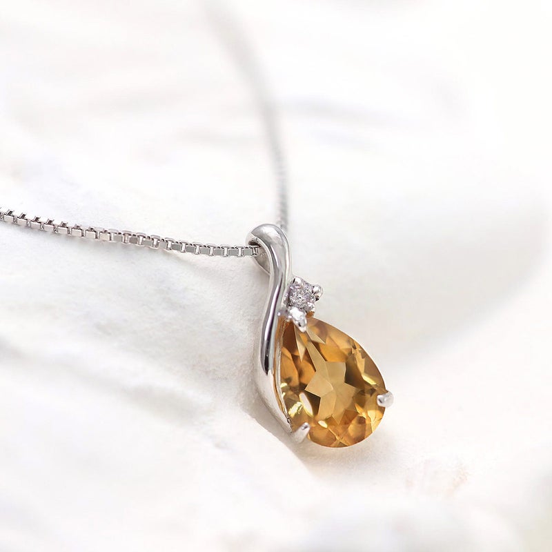 K10WG ダイヤモンド＆シトリンネックレス 11月の誕生石_12