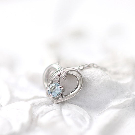 K10WG アクアマリン&ダイヤモンド ハートネックレス_03