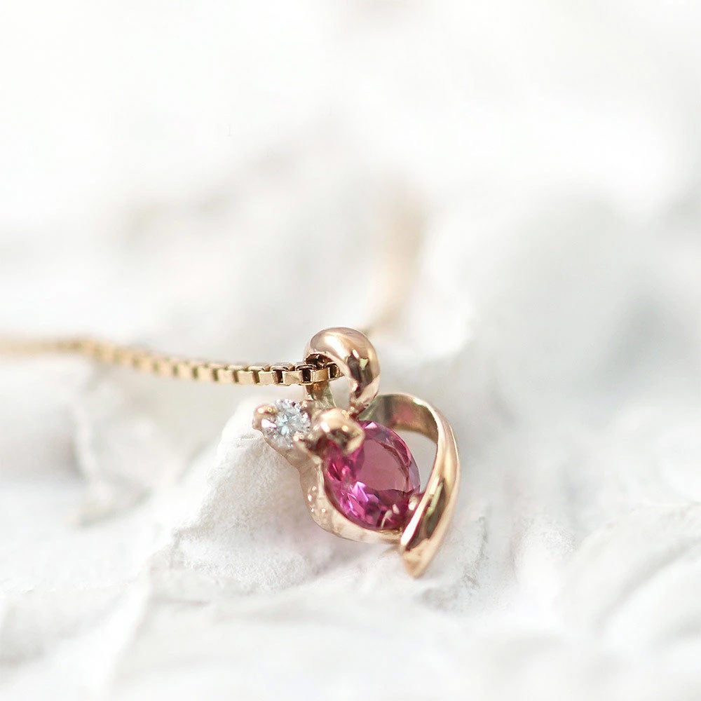 K10PG ピンクトルマリン&ダイヤモンド ネックレス_04